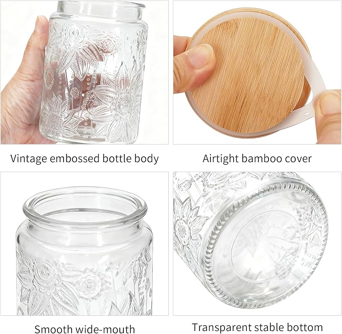 1Pc 24oz Sunflower Style Vintage Glass Candy Jar - Image 3