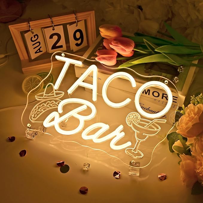 Britrio Taco Bar Neon Sign Tacos Theme Birthday Wedding Party Decor Backdrop - Image 5