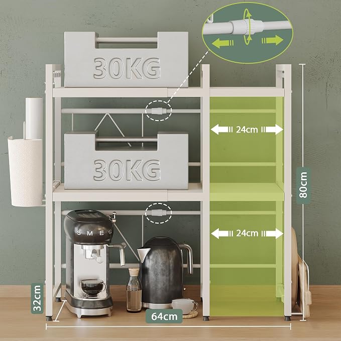 NETEL Expandable Microwave Stand, 3 Tier Metal Kitchen Countertop Organizer - Image 3