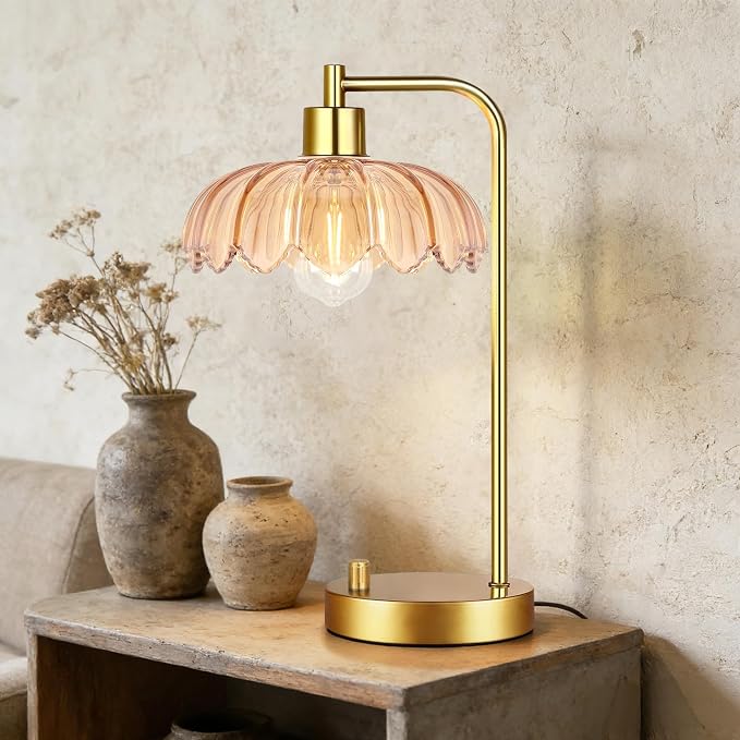 ILLMTW Glass Table Lamp Set of 2, Small Gold Bedside Lamps Dimmable Boho - Image 5