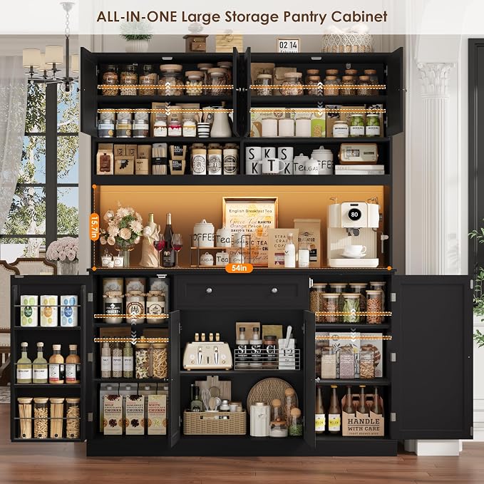 HIFIT 72.8” LED Kitchen Pantry Cabinet - Image 6