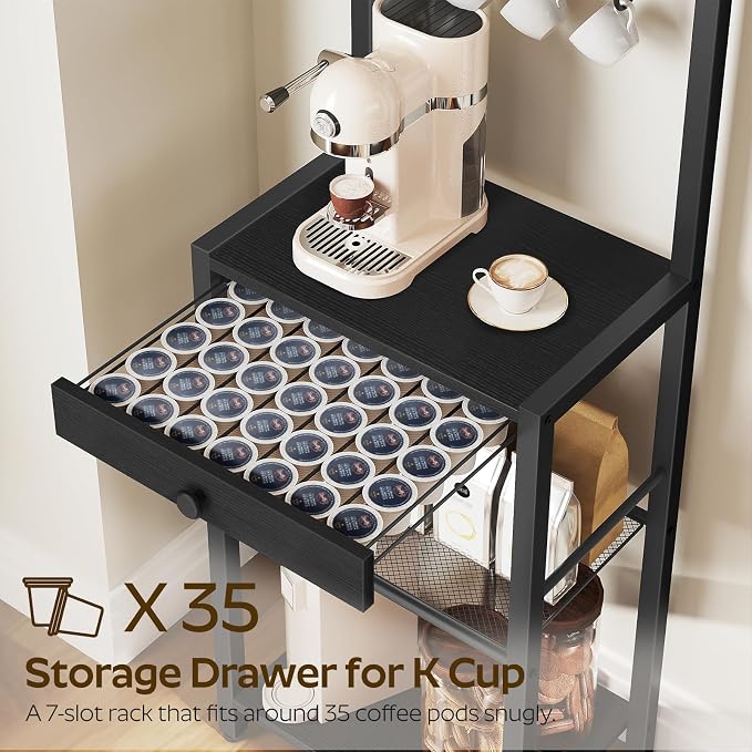 YATINEY Bakers Rack, 5-Tier Coffee Bar Station, Coffee Stand - Image 5