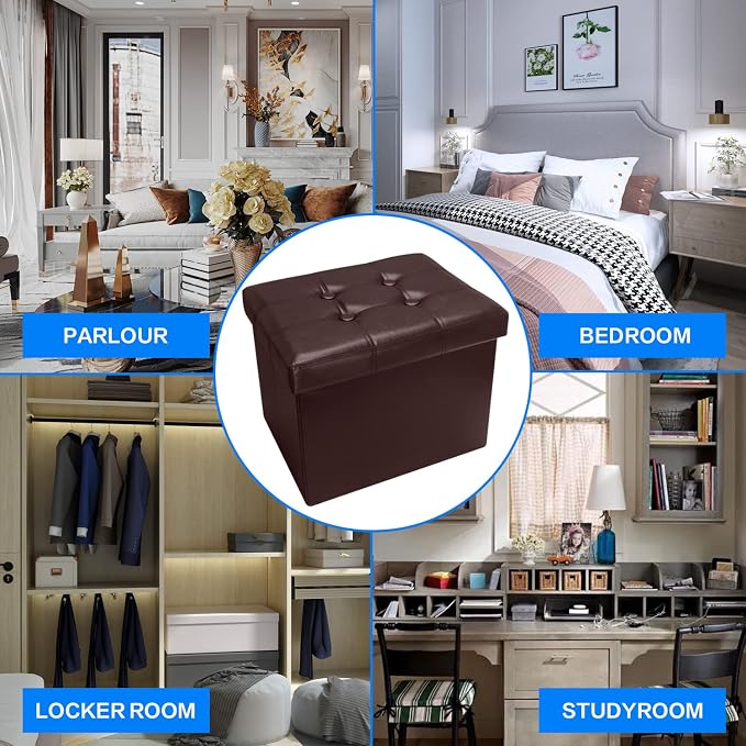 Bsketa 2PC Storage Ottoman, Folding Foot Stool - Image 6