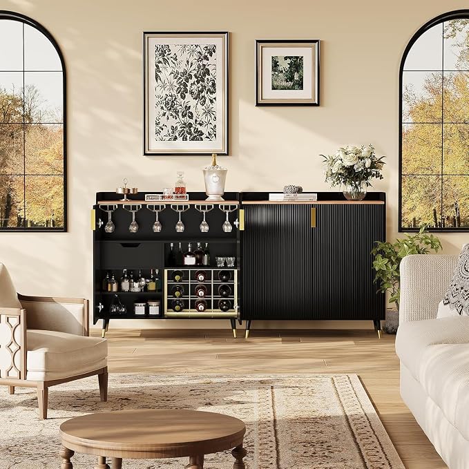 Modern Fluted Wine Bar Cabinet - Image 4