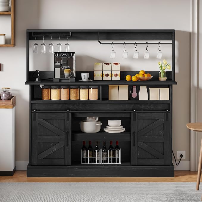 DWVO Farmhouse Buffet Cabinets, Sliding Barn Door Sideboard Cabinet by DWVO
