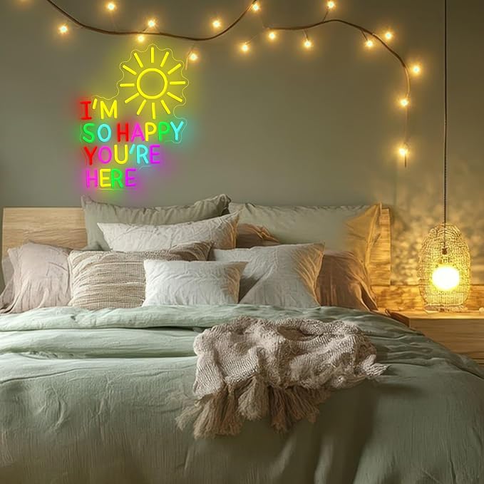 I'm So Happy You're Here Neon Sign Dimmable Positive Affirmation LED Light Sign - Image 6