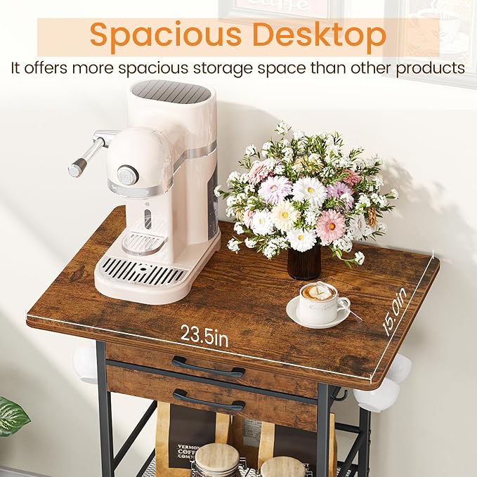 Snughome 5 Tier Rolling Coffee Cart - Image 7