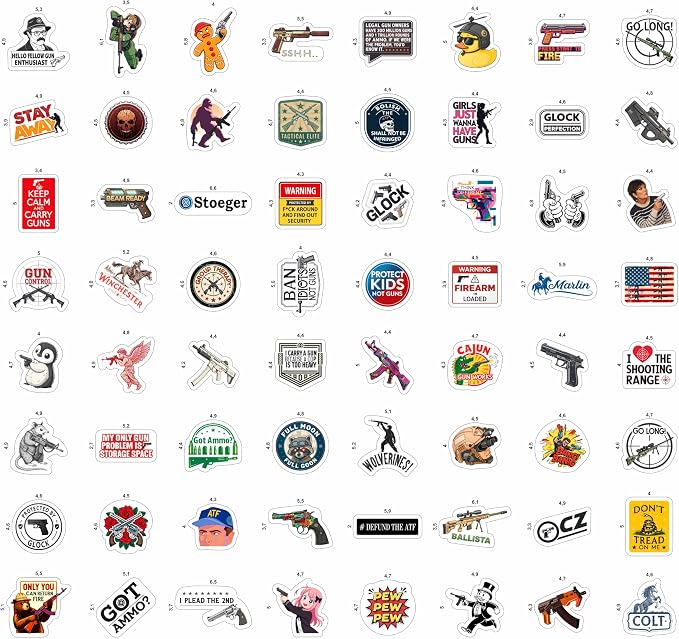 100Pcs Firearm Stickers and Decals, Gun & Tactical Stickers Pack- Military - Image 4