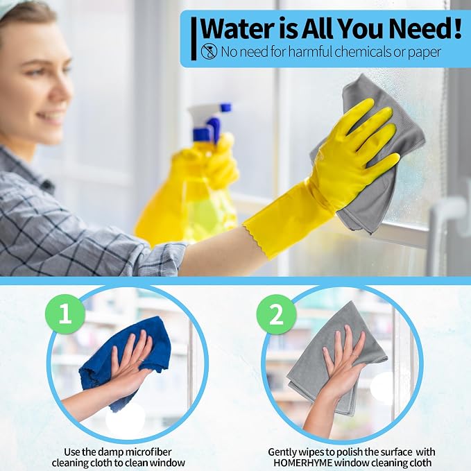 Microfiber Cleaning Cloth, 12 Pack Window Glasses Cleaning Cloth, Reusable - Image 5