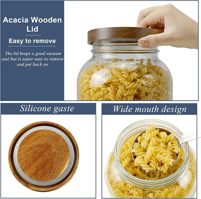 2 Pack Glass Flour Sugar Storage Containers - Image 3