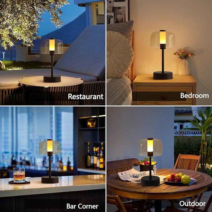 AIHYING Black Rechargeable Cordless Table Lamp, Portable Modern LED Night Light - Image 2