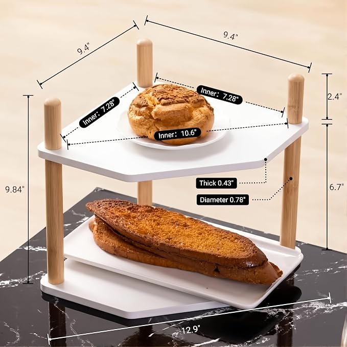 2-Tier Expandable Bamboo Corner Shelf - Image 5