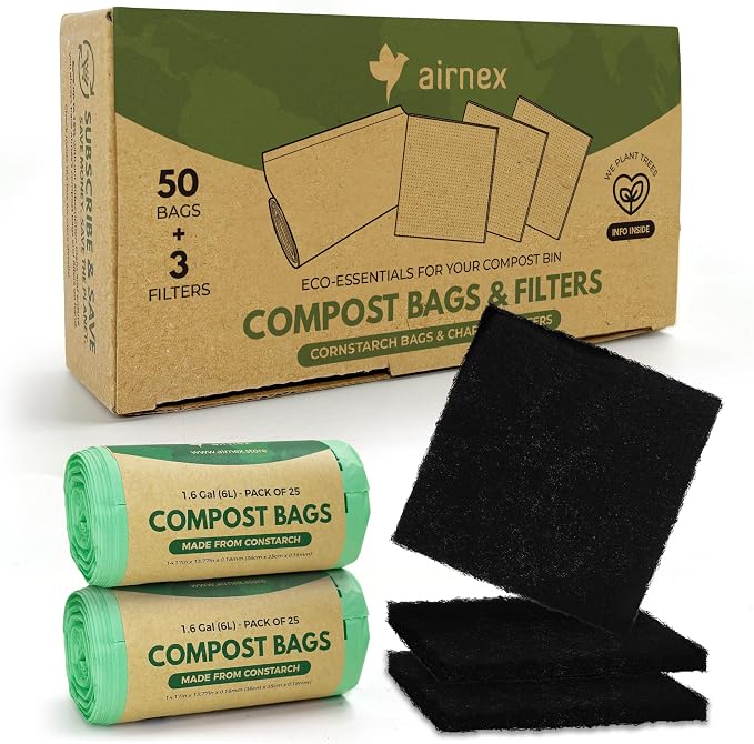 AIRNEX Compostable Trash Bags & Charcoal Filters by Airnex