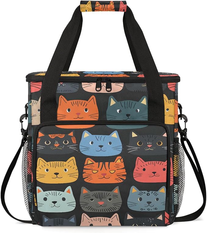 Cute Cartoon Cat Coffee Maker Carring Bag, Large Insulated Storage Organizer by Home