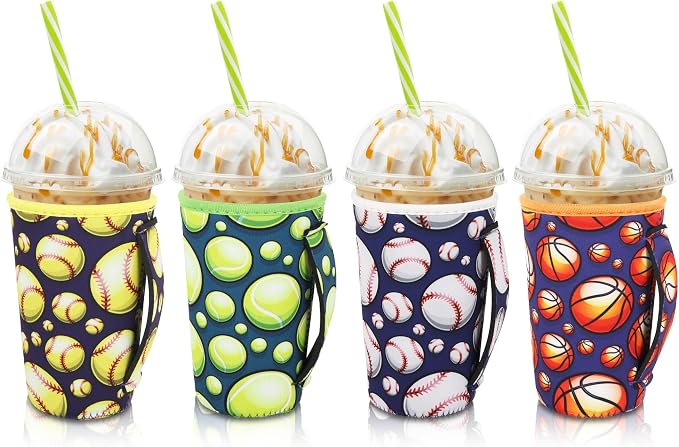 4Pack Reusable Iced Coffee Sleeve Insulator Sleeves by AJLTPA