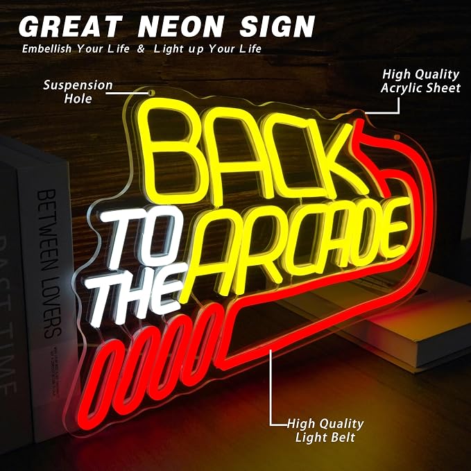 Retro Arcade Neon Sign Large Back to the Arcade Neon Light Dimmable Gamer Neon - Image 5