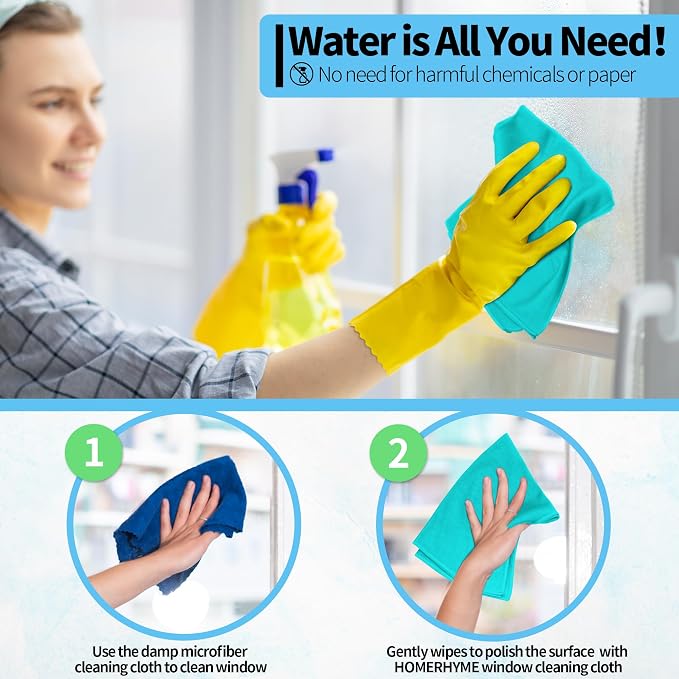 Microfiber Cleaning Cloth, 12 Pack Window Glasses Cleaning Cloth, Reusable - Image 5