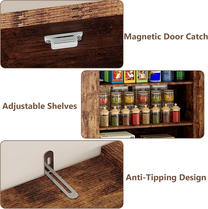 BORNOON Pantry Organizers and Storage Cabinet, 67.71” Barn Door White Kitchen - Image 5
