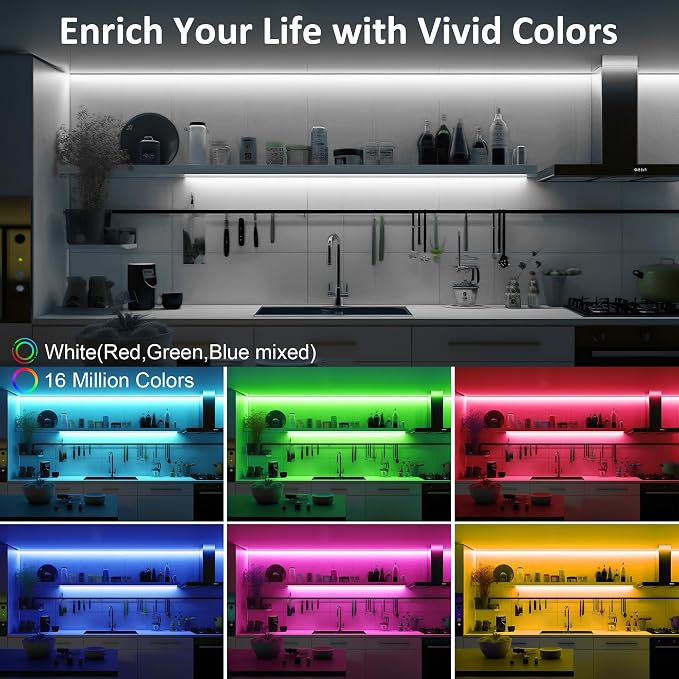 LAFULIT 10 PCS RGB Under Cabinet Lights Kit, App and Remote Control Led Strip - Image 2
