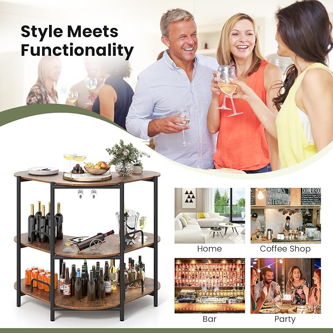 HOMGX Home Bar Table, Wine Bar Cabinet - Image 7