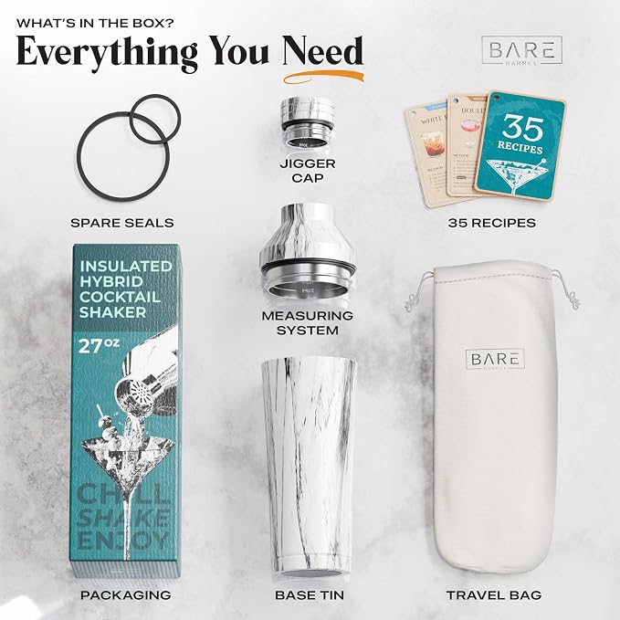 BARE BARREL Insulated Cocktail Shaker Set | Double Wall Stainless Steel | - Image 6