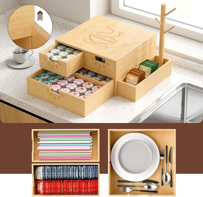 Coffee Pod Drawer, Wooden K Cup Holder - Image 3