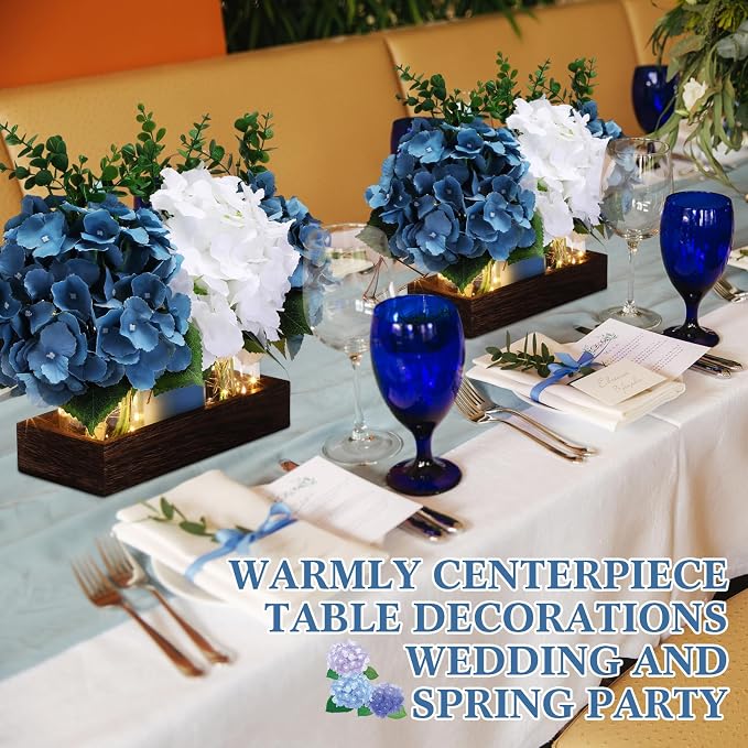 Suncalla 3 Pcs Blue Hydrangea Centerpiece - Image 6