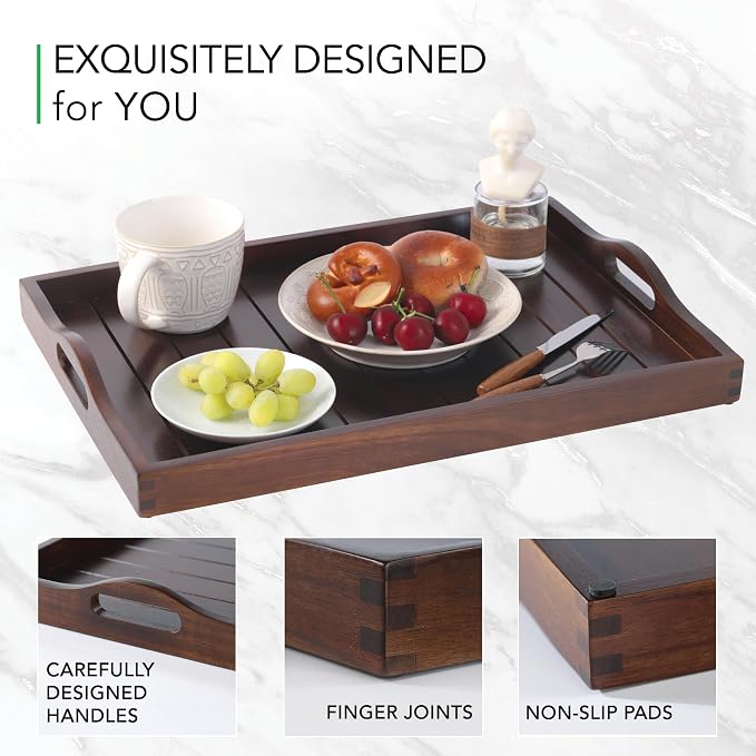 Large Acacia Wooden Serving Tray - Image 4