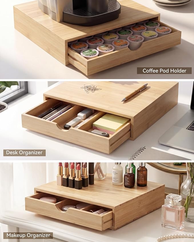 Bamboo Coffee Pod Drawer Organizer Compatible - Image 6