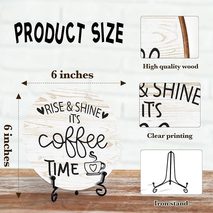 Coffee Desk Decor Sign, Farmhouse Wood Plaque, It Is Coffee Time Wood Sign - Image 2