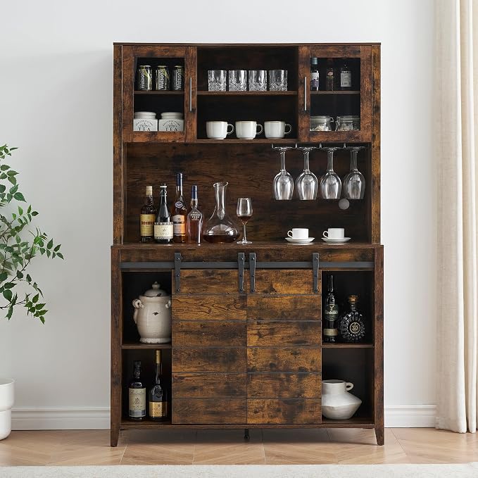 IDEALHOUSE 70'' Wine Coffee Bar Cabinet - Image 4