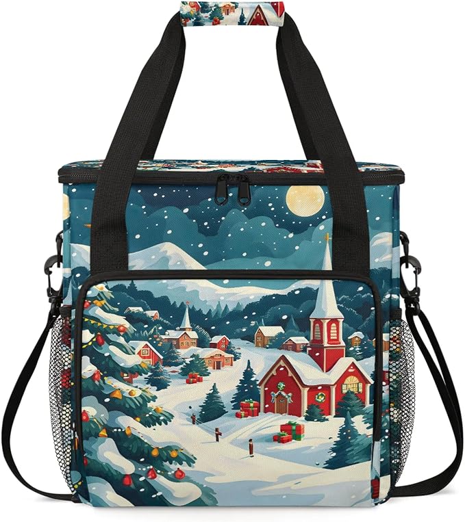 Christmas Winter Town Coffee Maker Carring Bag, Large Insulated Storage by Home