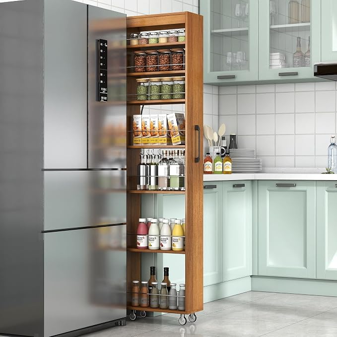 KEIKI 7 Tier Pull-Out Kitchen Pantry Storage Cabinet, Spice Rack Next to Fridge by KEIKI