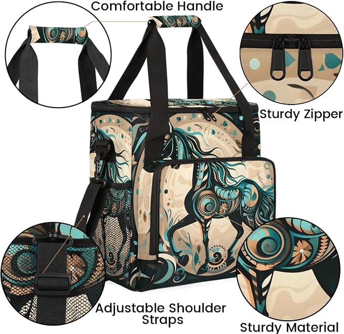 Ethnic Horse Coffee Maker Carring Bag, Large Insulated Storage Organizer Case - Image 6