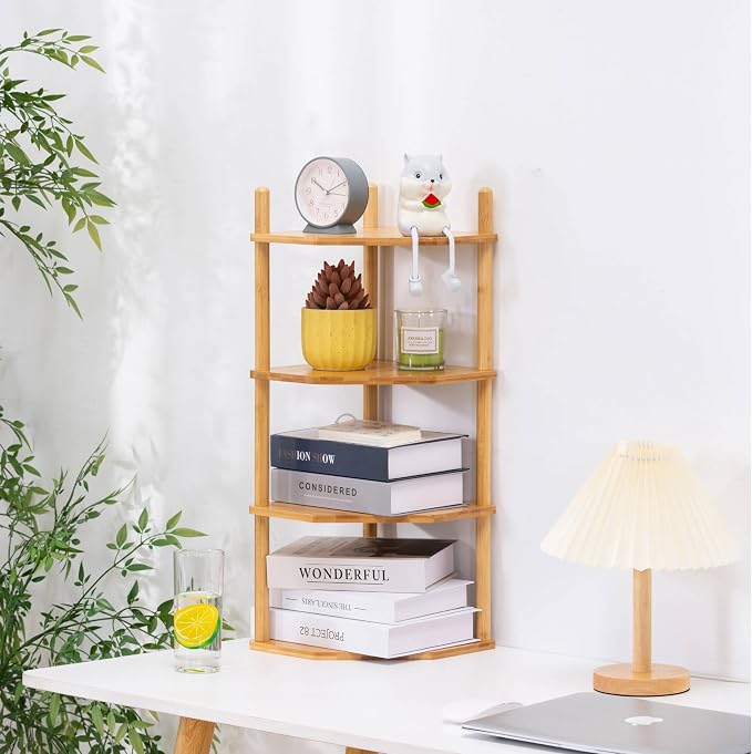 4-Tier Expandable Bamboo Corner Shelf - Image 3