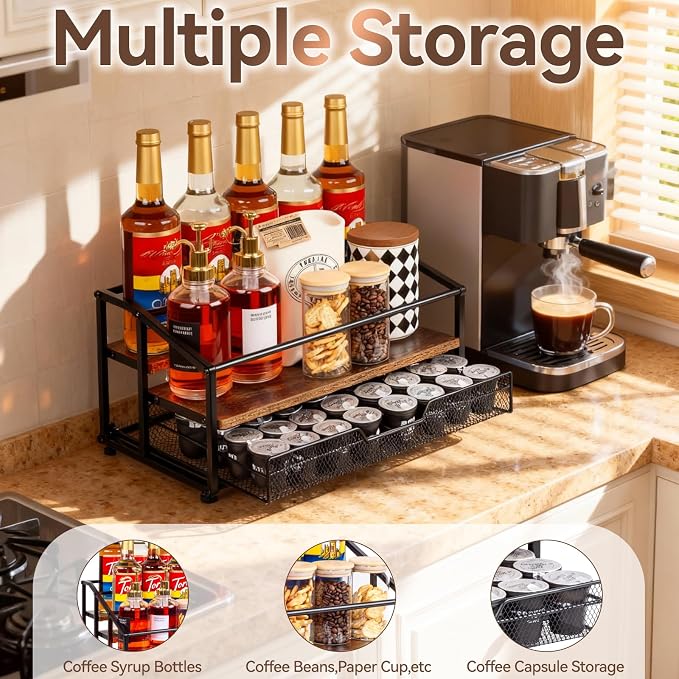 kimilus Coffee Syrup Rack Organizer, 3-Tier 10 Bottle Syrup Rack - Image 8