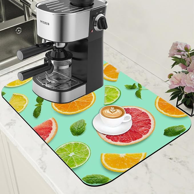 Citrus Fruits and Mint Leaves Dish Drying Mat by Unknown