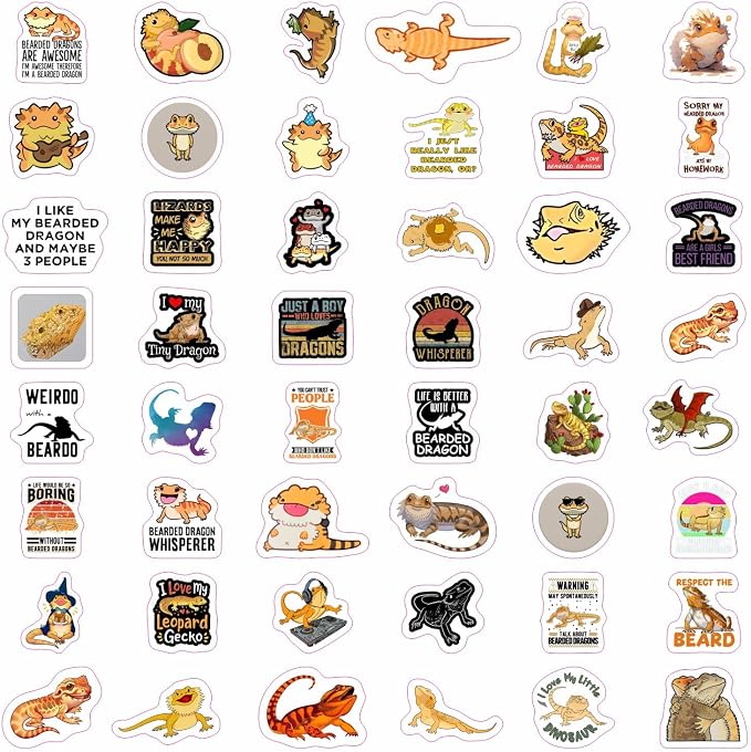 100Pcs Cute Bearded Dragon Stickers - Image 3