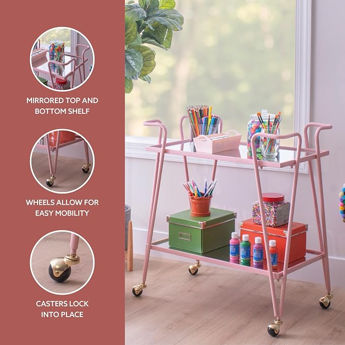 Gina Pink Mid-Century Bar Cart - Image 9