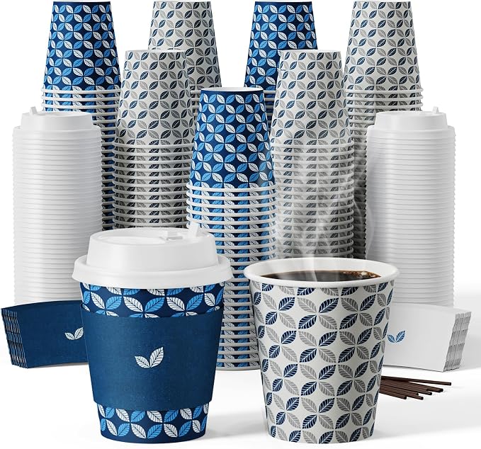JOLLY CHEF 100 Pack 10 oz Disposable Coffee Cups, Hot Paper Coffee Cups by JOLLYCHEF