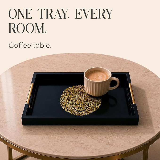 Modern Serving Tray with Lion Design, Ottoman Tray, Tea and Coffee Table Platter - Image 10
