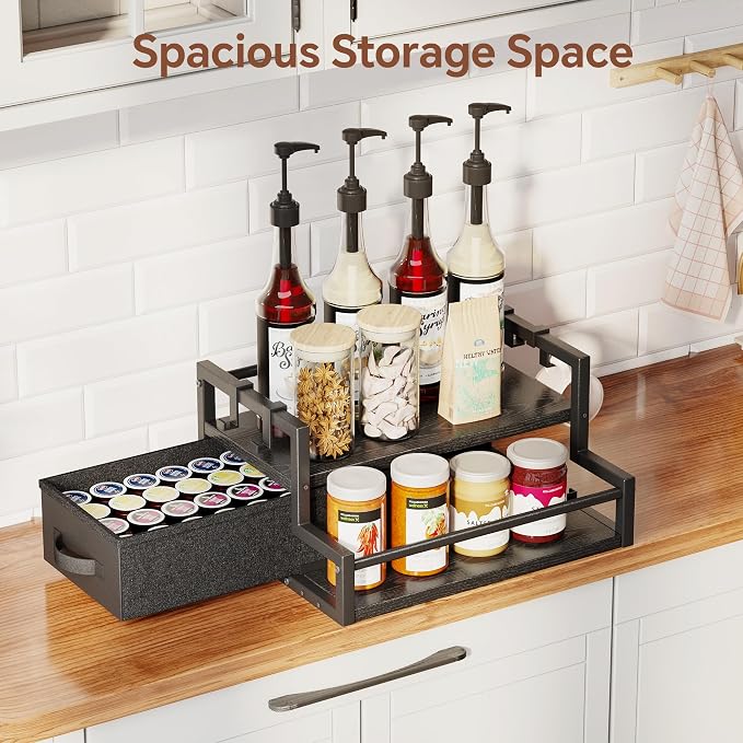 Homeiju Coffee Syrup Organizer Rack, 2-Tier Bottle Coffee Bar Accessories - Image 2