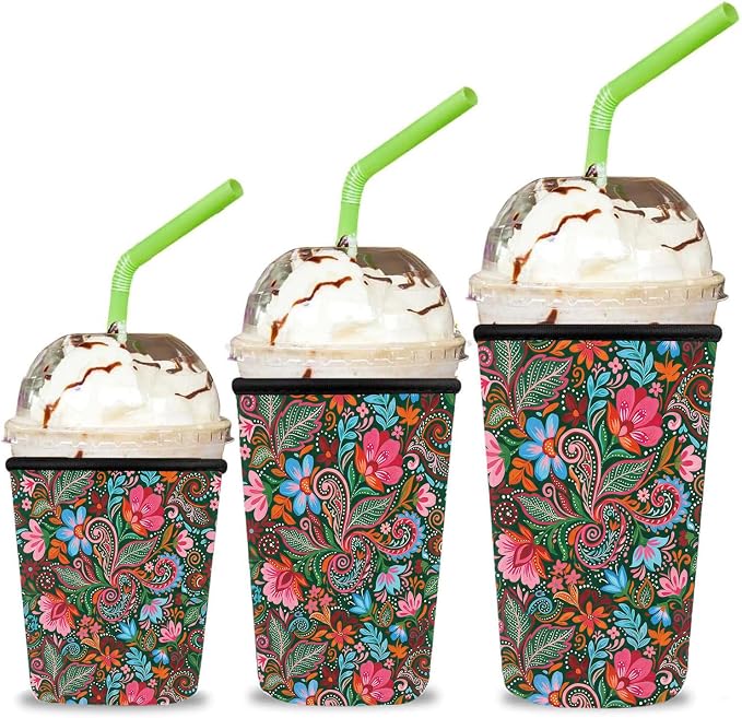 Reusable Insulated Neoprene Iced Coffee Cup Sleeve 3 Pack, Durable Drink Sleeve by Unknown