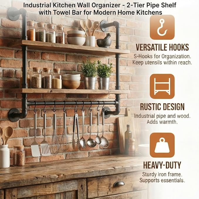 ROGMARS Industrial Pipe Shelving Bathroom Pipe Shelves - Image 5
