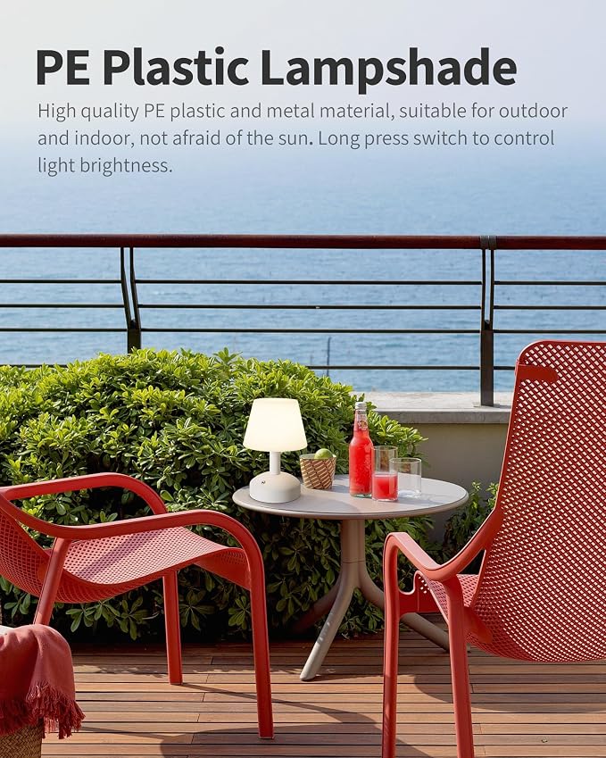 KDG Modern Cordless Small Table Lamps, Outdoor Portable Shower Waterproof LED - Image 3