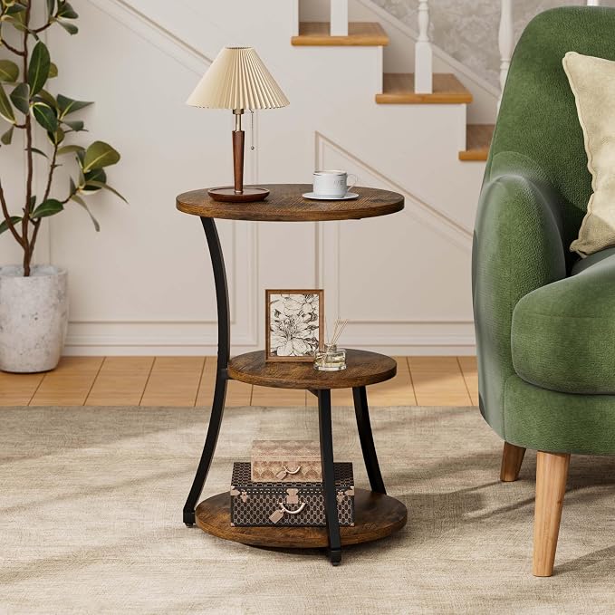 Round Side Table, 3-Tier End Table - Image 2