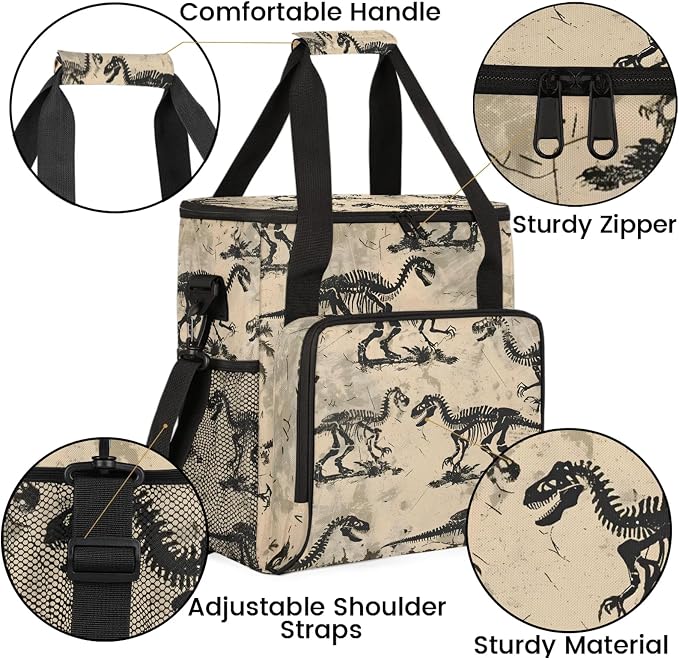 Cool Dinosaur Skeleton Coffee Maker Carring Bag, Large Insulated Storage - Image 6