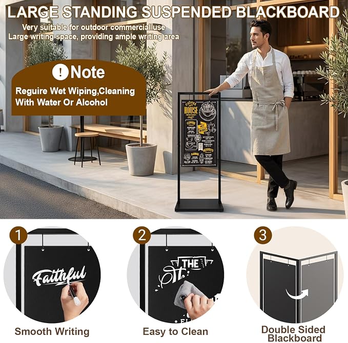Large Chalkboard Signs with Stand, 47 x 20 Inch Heavy-Duty Double-Sided - Image 5