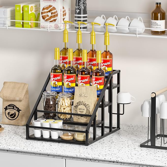 Coffee Syrup Rack Organizer, 4 Tier Countertop Storage Shelves, Kitchen Storage - Image 6