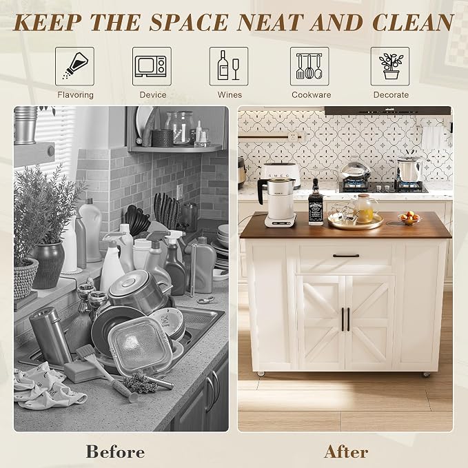 46" Kitchen Island on Wheels - Image 9